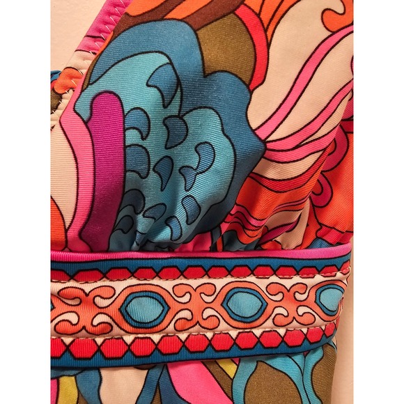 Trina Turk Multicolor Pink One Piece Bathing Suit Gold Accessories sz 8 - Picture 4 of 11